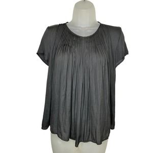 Dolan Anthropologie Blouse Womens Pleated Front Short Sleeve Black Extra Small